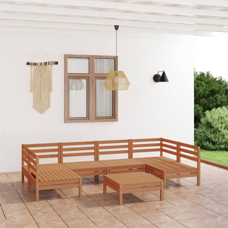 vidaXL 7-tlg. Garten-Lounge-Set Honigbraun Massivholz Kiefer vidaXL 7-tlg. Garten-Lounge-Set Honigbraun Massivholz Kiefer