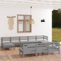 vidaXL 11-tlg. Garten-Lounge-Set Grau Massivholz Kiefer vidaXL 11-tlg. Garten-Lounge-Set Grau Massivholz Kiefer