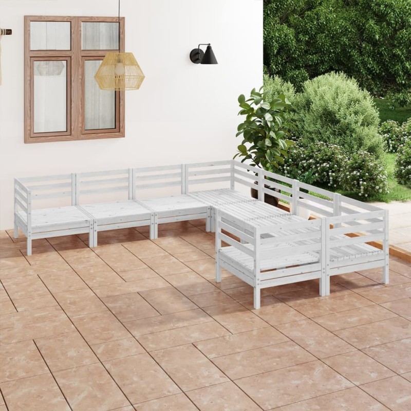vidaXL 8-tlg. Garten-Lounge-Set Massivholz Kiefer Weiß vidaXL 8-tlg. Garten-Lounge-Set Massivholz Kiefer Weiß
