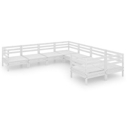 vidaXL 8-tlg. Garten-Lounge-Set Massivholz Kiefer Weiß