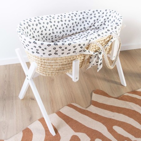 CHILDHOME Moseskorb mit Matratze und Bezug Natur Leopardenmuster