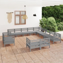 vidaXL 13-tlg. Garten-Lounge-Set Massivholz Kiefer Grau
