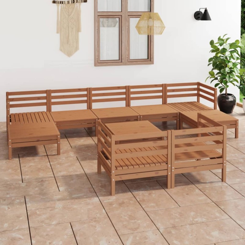 vidaXL 10-tlg. Garten-Lounge-Set Honigbraun Massivholz Kiefer vidaXL 10-tlg. Garten-Lounge-Set Honigbraun Massivholz Kiefer
