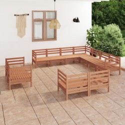 vidaXL 11-tlg. Garten-Lounge-Set Massivholz Kiefer Honigbraun