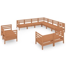 vidaXL 11-tlg. Garten-Lounge-Set Massivholz Kiefer Honigbraun