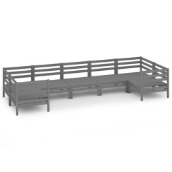 vidaXL 7-tlg. Garten-Lounge-Set Grau Massivholz Kiefer