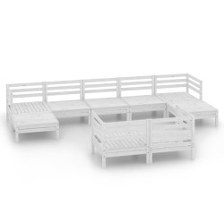 vidaXL 9-tlg. Garten-Lounge-Set Weiß Massivholz Kiefer