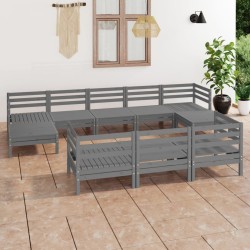 vidaXL 10-tlg. Garten-Lounge-Set Grau Massivholz Kiefer