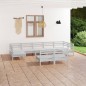 vidaXL 9-tlg. Garten-Lounge-Set Weiß Massivholz Kiefer vidaXL 9-tlg. Garten-Lounge-Set Weiß Massivholz Kiefer