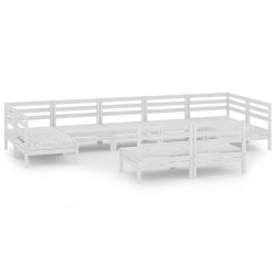 vidaXL 9-tlg. Garten-Lounge-Set Weiß Massivholz Kiefer
