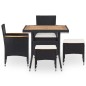5-tlg. Garten-Essgruppe Schwarz Poly Rattan Akazie Massivholz 5-tlg. Garten-Essgruppe Schwarz Poly Rattan Akazie Massivholz