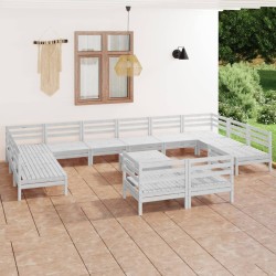 vidaXL 13-tlg. Garten-Lounge-Set Weiß Massivholz Kiefer