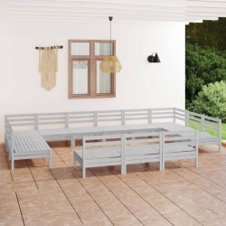 vidaXL 13-tlg. Garten-Lounge-Set Weiß Massivholz Kiefer