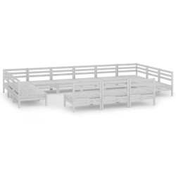 vidaXL 13-tlg. Garten-Lounge-Set Weiß Massivholz Kiefer