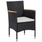 5-tlg. Garten-Essgruppe Schwarz Poly Rattan Akazie Massivholz 5-tlg. Garten-Essgruppe Schwarz Poly Rattan Akazie Massivholz