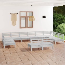 vidaXL 12-tlg. Garten-Lounge-Set Weiß Massivholz Kiefer