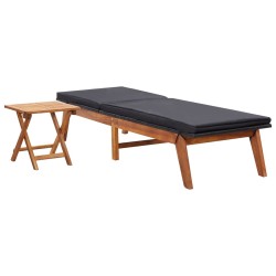 Sonnenliege mit Tisch Poly Rattan und Massivholz Akazie