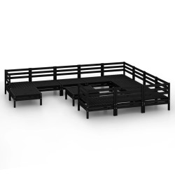 vidaXL 12-tlg. Garten-Lounge-Set Schwarz Massivholz Kiefer