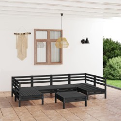 vidaXL 7-tlg. Garten-Lounge-Set Schwarz Massivholz Kiefer
