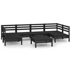 vidaXL 7-tlg. Garten-Lounge-Set Schwarz Massivholz Kiefer