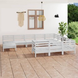 vidaXL 11-tlg. Garten-Lounge-Set Weiß Massivholz Kiefer