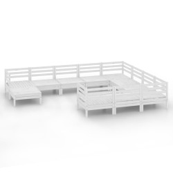 vidaXL 11-tlg. Garten-Lounge-Set Weiß Massivholz Kiefer