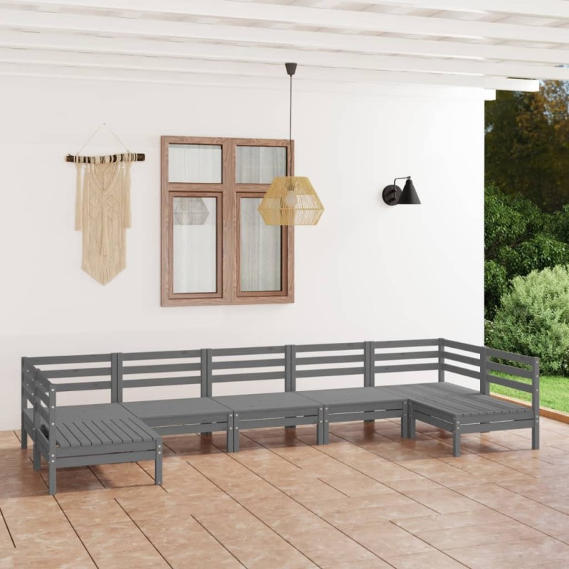 vidaXL 7-tlg. Garten-Lounge-Set Grau Massivholz Kiefer vidaXL 7-tlg. Garten-Lounge-Set Grau Massivholz Kiefer
