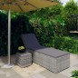 Sonnenliege mit Auflage und Teetisch Poly Rattan Grau Sonnenliege mit Auflage und Teetisch Poly Rattan Grau