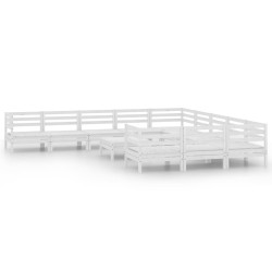 vidaXL 12-tlg. Garten-Lounge-Set Weiß Massivholz Kiefer
