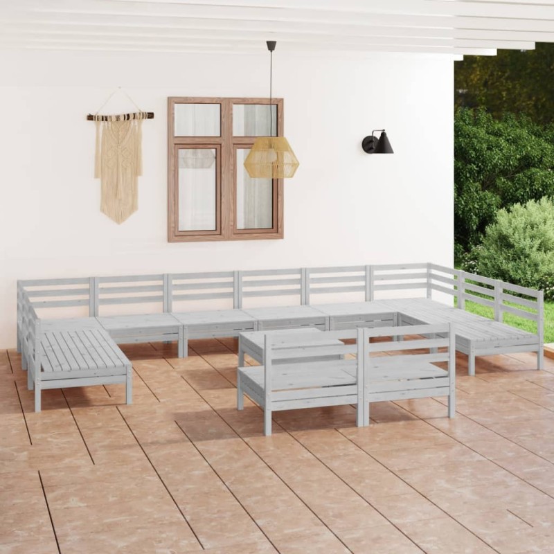 vidaXL 13-tlg. Garten-Lounge-Set Weiß Massivholz Kiefer vidaXL 13-tlg. Garten-Lounge-Set Weiß Massivholz Kiefer