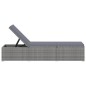 Sonnenliege mit Auflage und Teetisch Poly Rattan Grau Sonnenliege mit Auflage und Teetisch Poly Rattan Grau