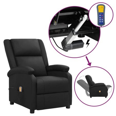 vidaXL Massagesessel mit Aufstehhilfe Schwarz Echtleder