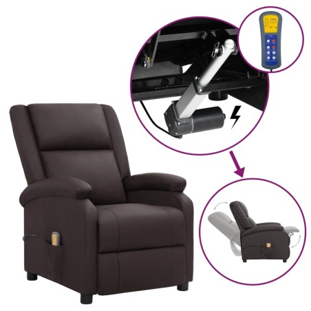 vidaXL Massagesessel mit Aufstehhilfe Braun Echtleder