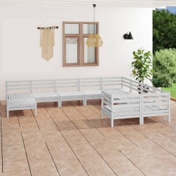 vidaXL 10-tlg. Garten-Lounge-Set Weiß Massivholz Kiefer