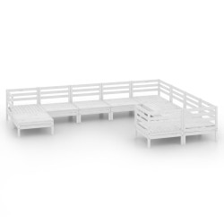 vidaXL 10-tlg. Garten-Lounge-Set Weiß Massivholz Kiefer