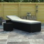 Sonnenliege mit Auflage und Teetisch Poly Rattan Cremeweiß Sonnenliege mit Auflage und Teetisch Poly Rattan Cremeweiß