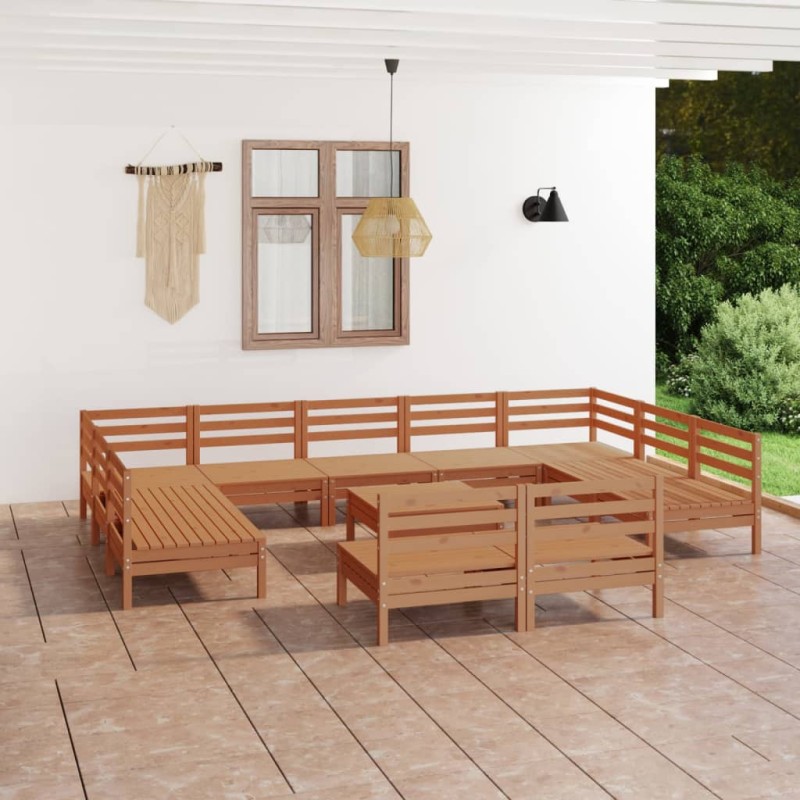 vidaXL 12-tlg. Garten-Lounge-Set Honigbraun Massivholz Kiefer vidaXL 12-tlg. Garten-Lounge-Set Honigbraun Massivholz Kiefer