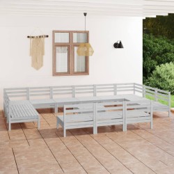 vidaXL 14-tlg. Garten-Lounge-Set Weiß Massivholz Kiefer