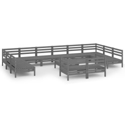 vidaXL 13-tlg. Garten-Lounge-Set Grau Massivholz Kiefer