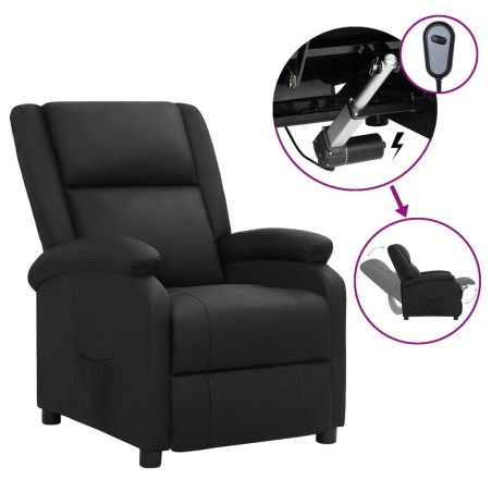 vidaXL Relaxsessel Elektrisch Schwarz Echtleder