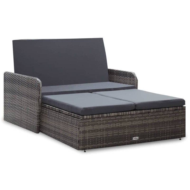 vidaXL 2-tlg. Garten-Lounge-Set mit Auflagen Poly Rattan Grau vidaXL 2-tlg. Garten-Lounge-Set mit Auflagen Poly Rattan Grau