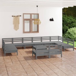 vidaXL 13-tlg. Garten-Lounge-Set Grau Massivholz Kiefer