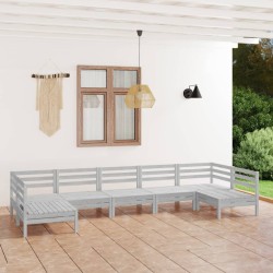 vidaXL 7-tlg. Garten-Lounge-Set Weiß Massivholz Kiefer