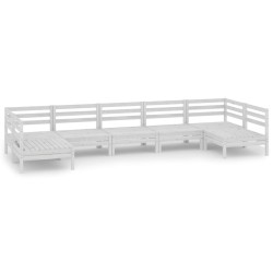 vidaXL 7-tlg. Garten-Lounge-Set Weiß Massivholz Kiefer