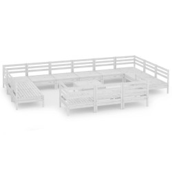 vidaXL 14-tlg. Garten-Lounge-Set Weiß Massivholz Kiefer