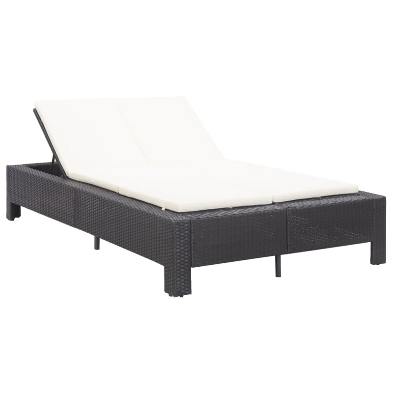 2-Personen-Sonnenliege mit Auflage Schwarz Poly Rattan 2-Personen-Sonnenliege mit Auflage Schwarz Poly Rattan
