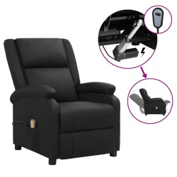 vidaXL Massagesessel Elektrisch Schwarz Echtleder