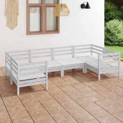 vidaXL 6-tlg. Garten-Lounge-Set Weiß Massivholz Kiefer