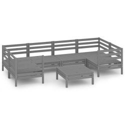 vidaXL 7-tlg. Garten-Lounge-Set Grau Massivholz Kiefer