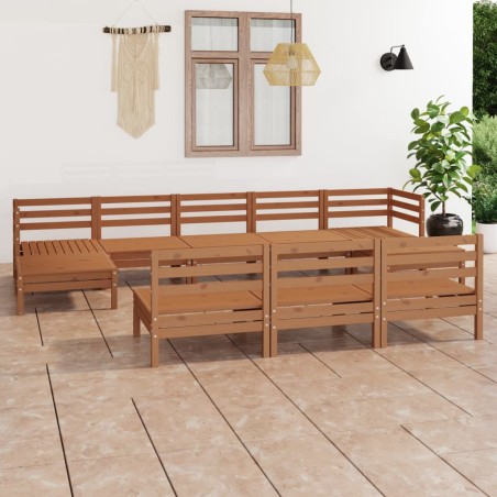 vidaXL 10-tlg. Garten-Lounge-Set Honigbraun Massivholz Kiefer